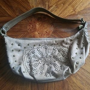 Kathy Von Zealand tan microfiber purse